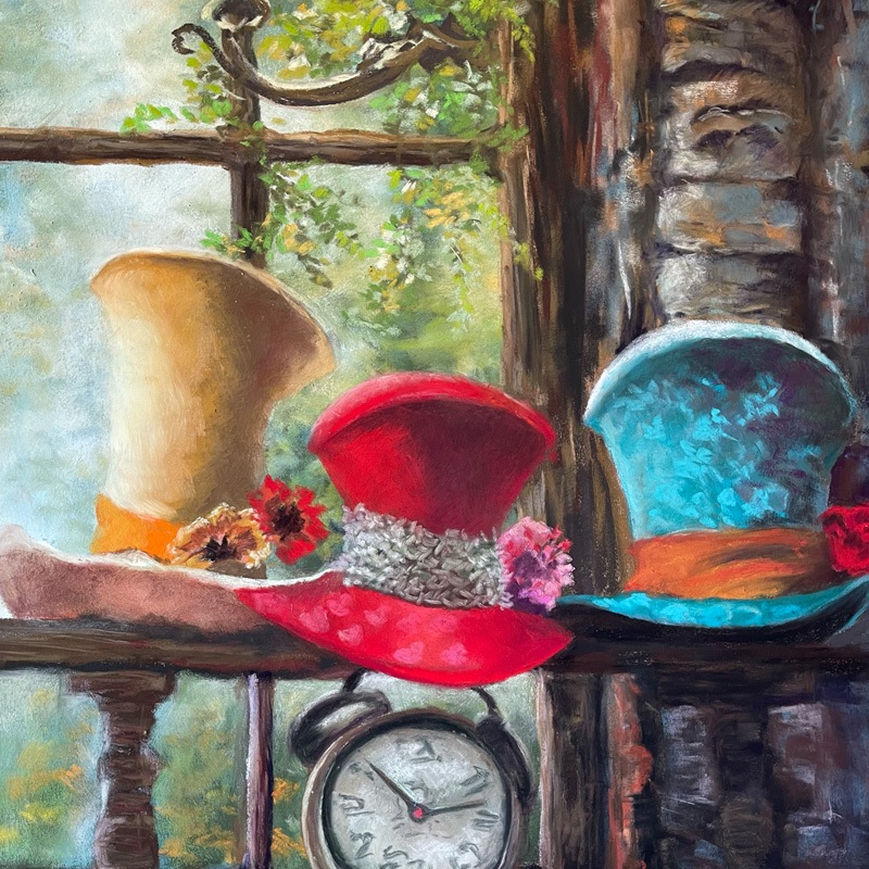 Whimsical Hat Collection } original pastel art